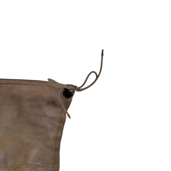 Suede Over the Knee High Boots Block Heel Taupe Modern Parisian Chic Boho 7.5 - Picture 5 of 12